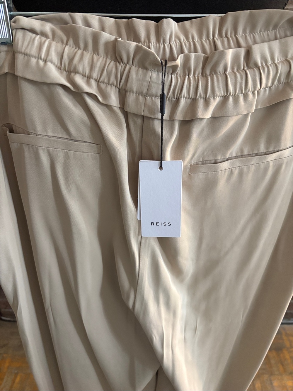Reiss Beige Wide-Leg Drawstring Pants - Picture 4 of 5